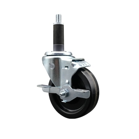 Service Caster 4'' SS Phenolic Swivel 1'' Expanding Stem Caster with Brake SCC-SSEX20S414-PHS-TLB-1